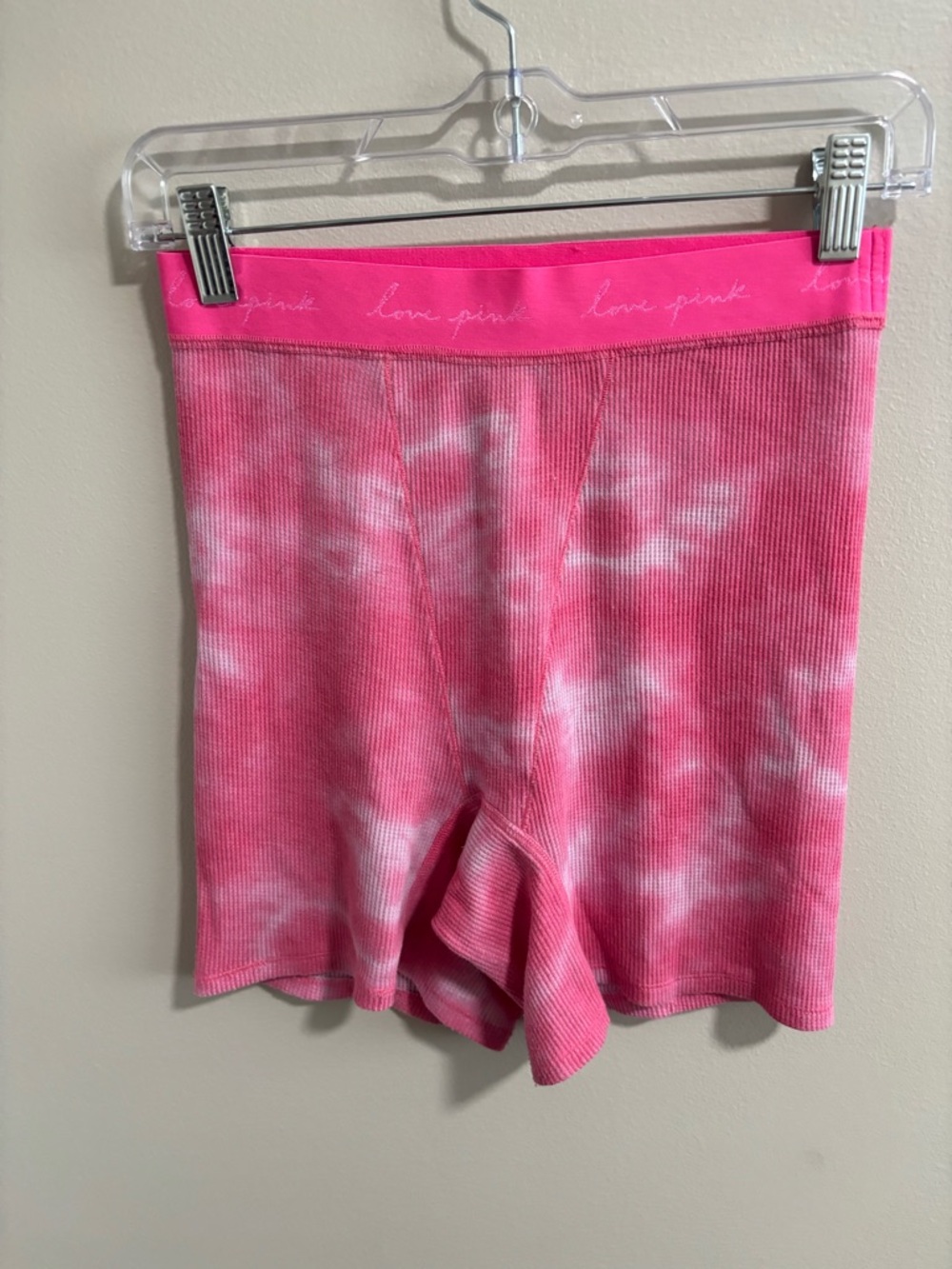 Love Pink Ribbed Tie-Dye Ribbed Shorts - Pink